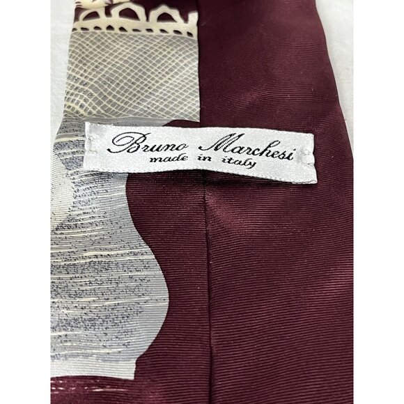 Bruno Marchesi 100% Silk Art Deco Men's Luxury Necktie Italian Vintage - Picture 6 of 8